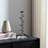 Modern Metal Aluminum Spiral Ring Pillar or Taper Candle Holder with Clear Square Base - Contemporary Sculptural Design Accent Decor for Stylish Tabletop or Shelf Display-87058135-87058132