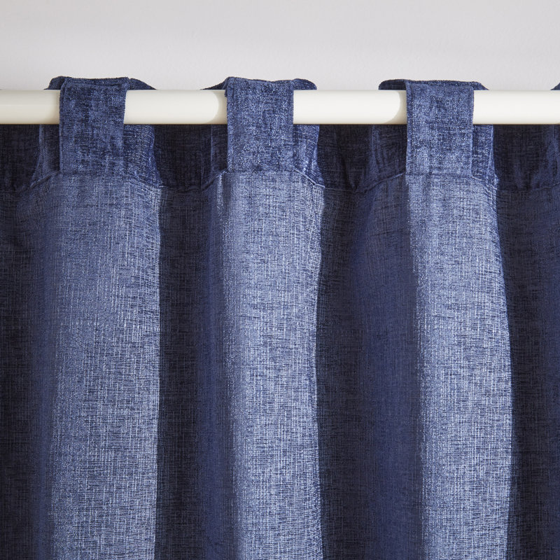 Indigo Pleated Sheer Polyester Curtain Panel, 50" W x 96" L