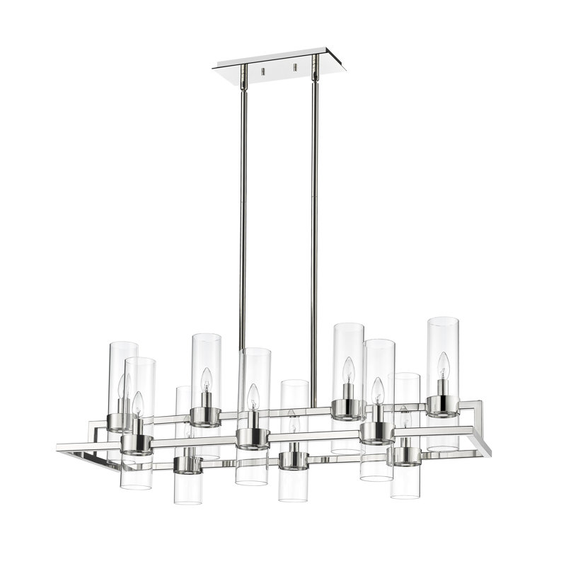 Calumet 10 - Light Dimmable Kitchen Island Cylinder Chandelier, Polished Nickel