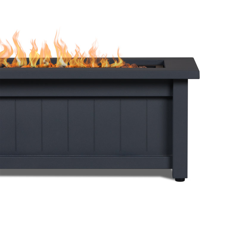 Gray 50" Steel Rectangle Propane Fire Pit Table