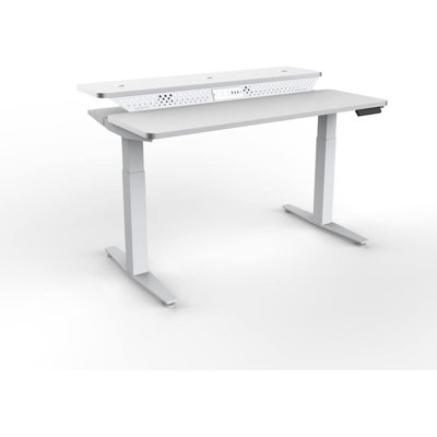 PowerLift Electric Standing Desk, Height Adjustable with Split-Level Desktop, USB & Power Outlets