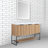 Pritha 48" Wood Slatted Freestanding Vanity with Resin Sink and Metal Frame - Modern Bathroom Storage Solution-979344836