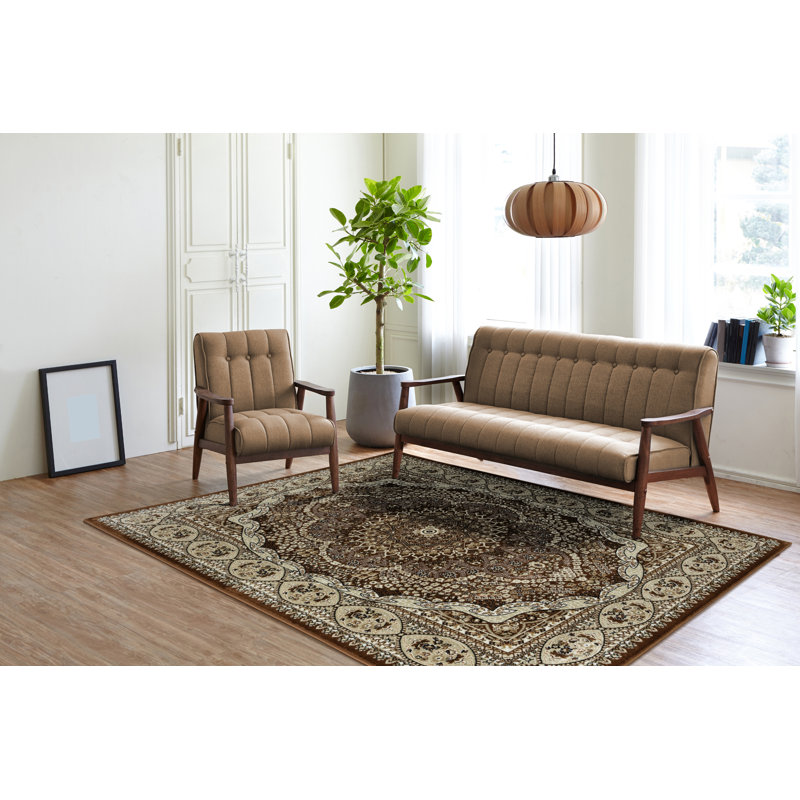 Tapis de zone brune oriental Ellowyn, Rectangle 9 pi 6 po x 13 pi 10 po