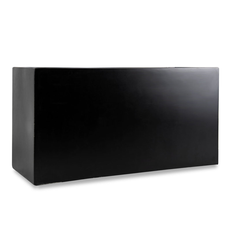 Pot à fleurs rectangulaire moderne en fibre de verre, Noir, noir, noir, noir, H 20 po x l 47 po x P 20 po