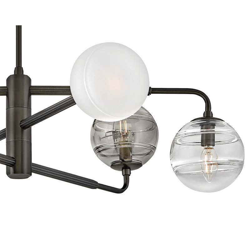 Oberon 6 - Light Steel Dimmable Square / Rectangle Chandelier