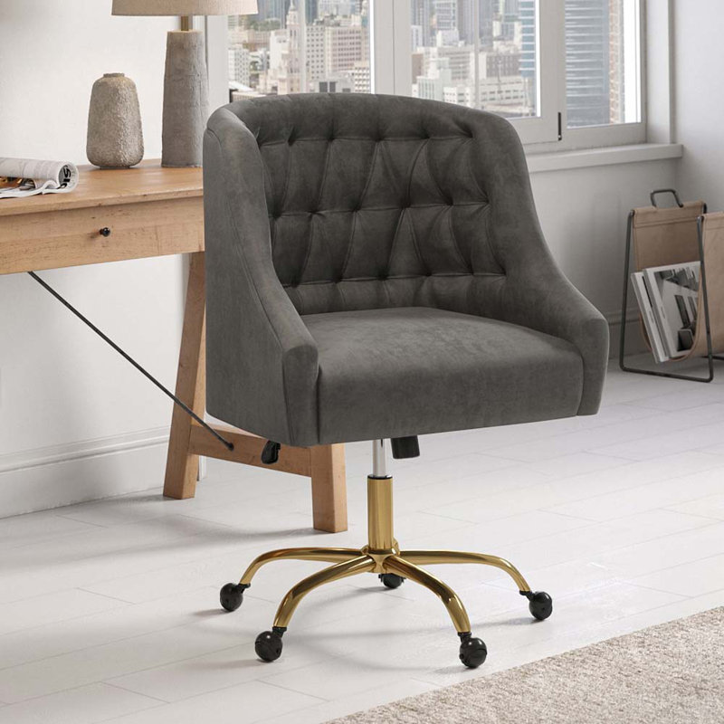 Duerr Velvet Office Chair, Grey