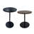 Set Of 2 Small Round Side Table Wooden Concentric Circles Coffee Table For Two Metal Pedestal Nightstand For Corner Small Space (Walnut Brown & Black)