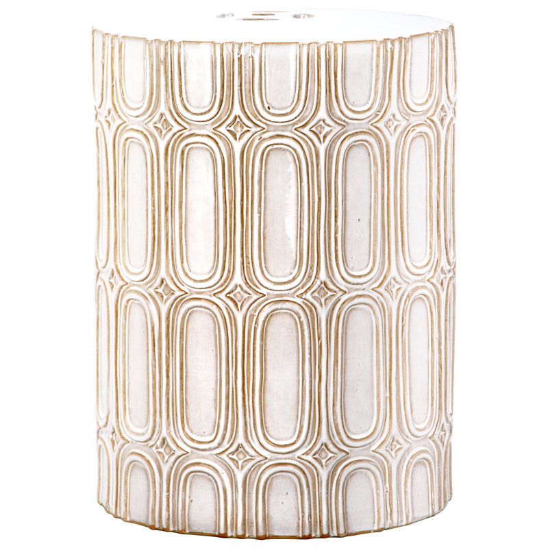 Tabouret de jardin en céramique Morgane, Crème