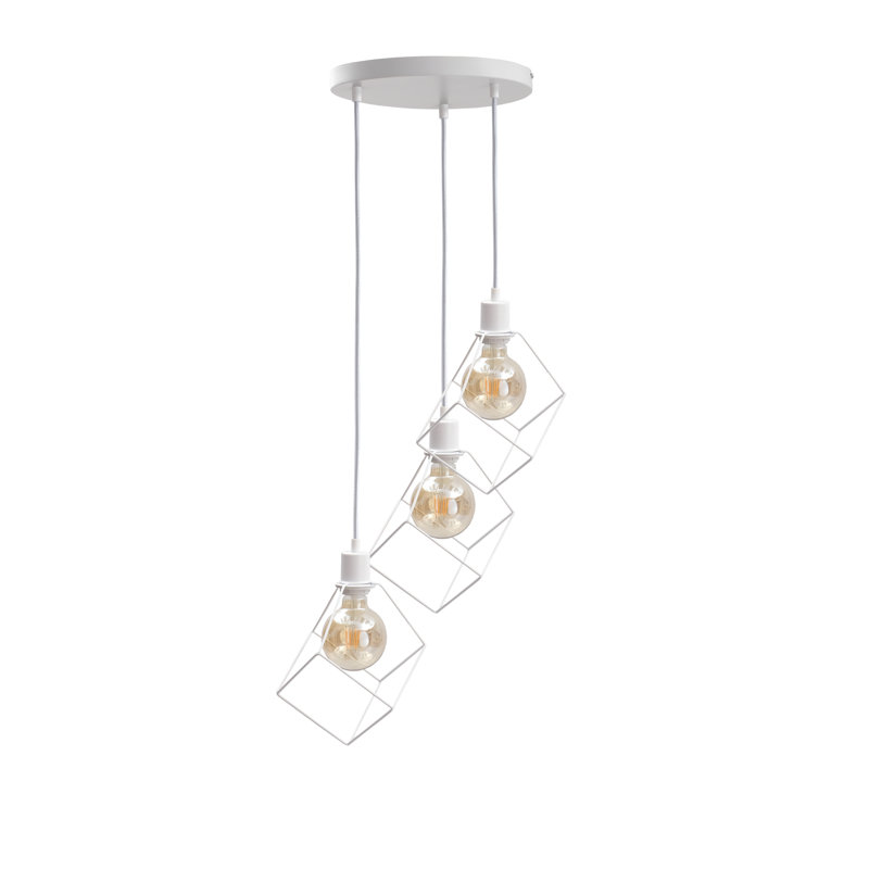 Bohannon 3 - Light Geometric Pendant, White, White