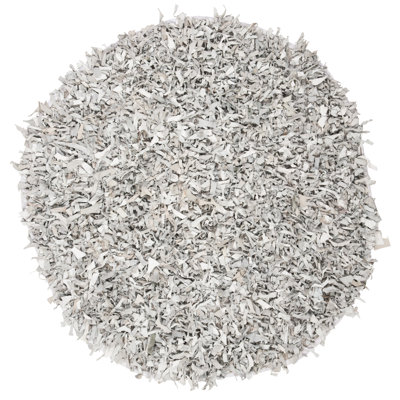 Tapis blanc / gris en cuir tissé à la main Arik