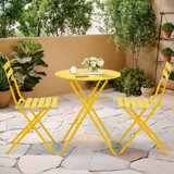 Anshu Iron Table And Folding Chair Set, 2 - Person Round Outdoor Dining Set