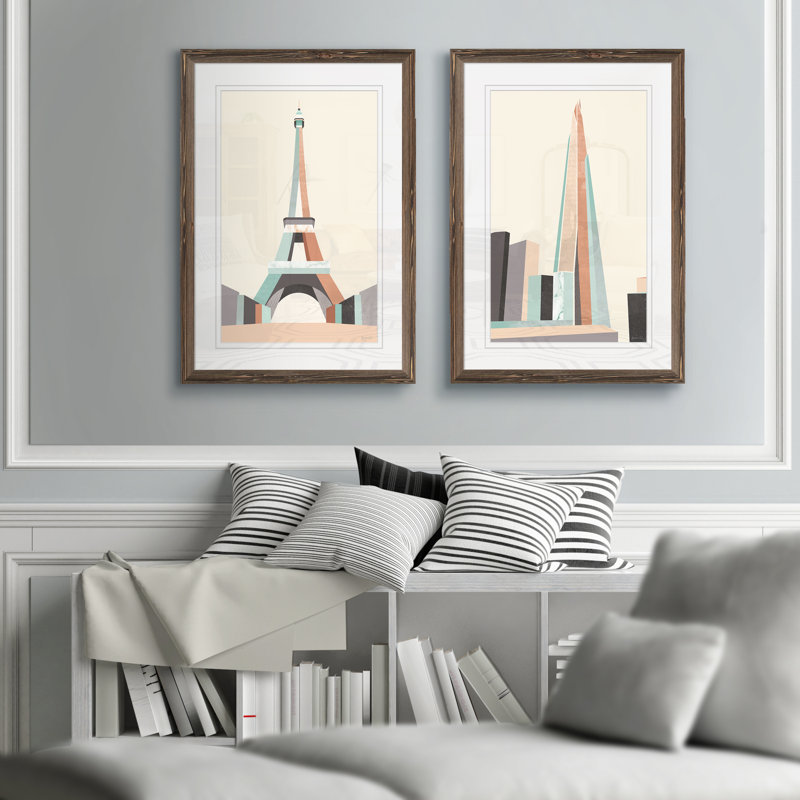 « graphicing architecture i » par antonyme bunjamin (abe)-ensemble de 2 reproductions d’art sur cadre photo, Blanc