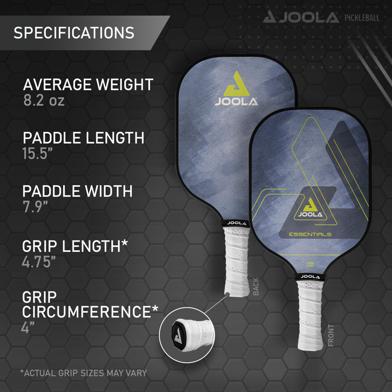 Palette de pickleball de performance JOOLA Essentials avec surface en fibre de verre renforcée et noyau en polypropylène alvéolé