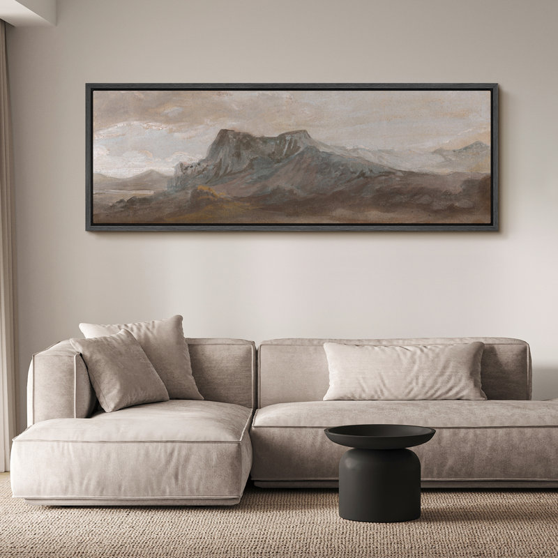 «Rustic Mountain Landscape», impression sur toile encadrée, décor de chalet traditionnel, H 20 po x l 60 po, Noir