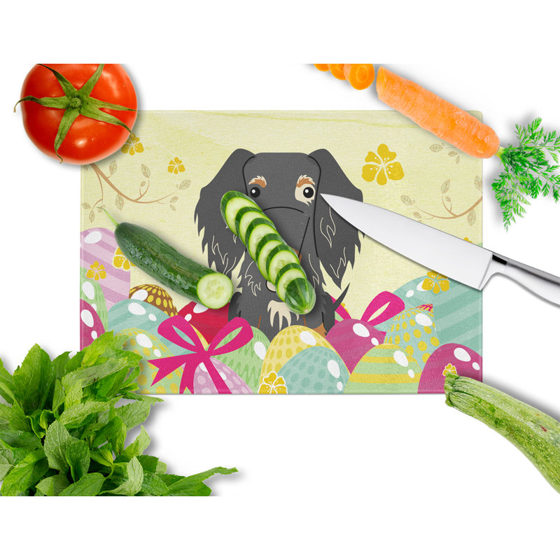 The Holiday Aisle Saroyan Glass Wire Haired Dachshund Dapple Cutting Board