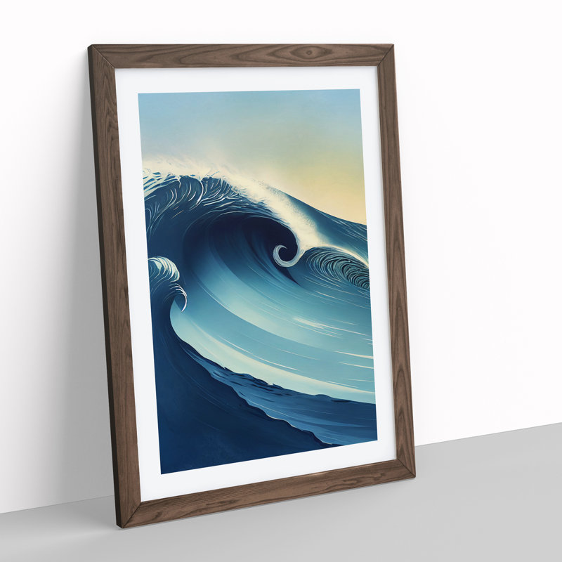 Ocean Wave At Sunrise No.1 - Single Picture Frame Print, 46cm H x 34cm W, Walnut