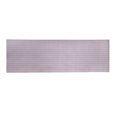 Tapis de zone rouge/bleu fait main géométrique