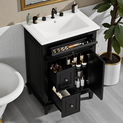 Ensemble de meuble-lavabo simple 24 "avec plateau en céramique