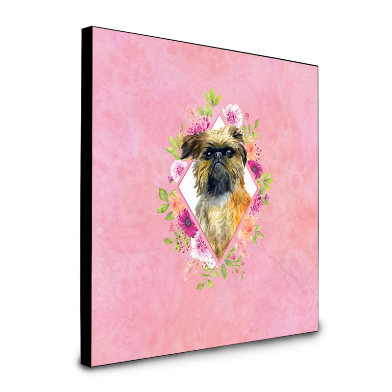 Panneau mural Dollman Flowers, Rose, Griffon bruxellois