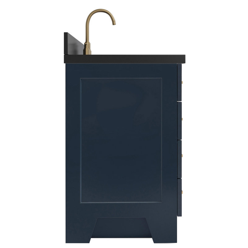 31 IN.  Single Bathroom Vanity, Oval, Midnight Blue, Black Quartz