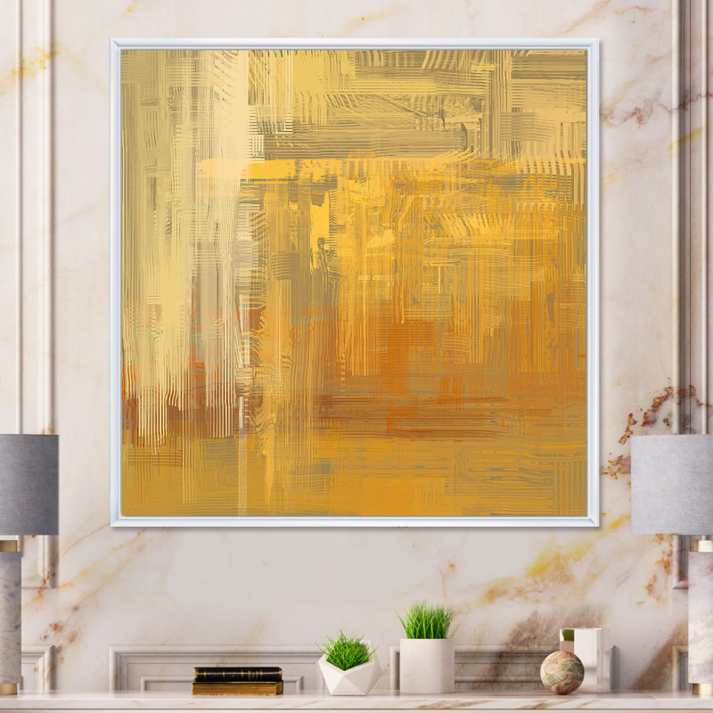 «Yellow and Gray Grunge Frozen Art II», reproduction d'art sur toile encadrée, H 16 po x l 16 po x P 1 po