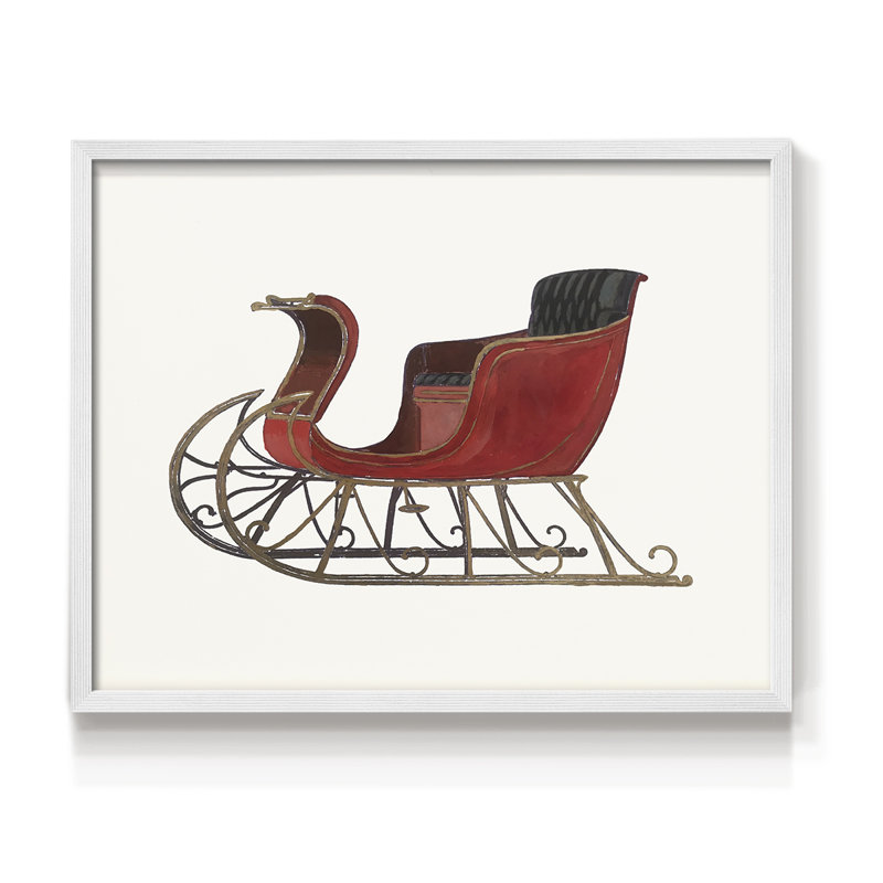 Vintage Sleigh II -Framed Print - Restickable, 22" H x 28" W, White