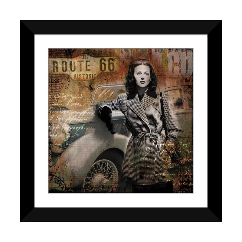 «Route 66», impression sur toile, H 16 po x l 16 po x P 1 po, Papier beaux-arts encadré noir