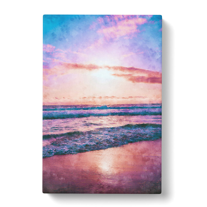 Pink Beach - Wrapped Canvas Painting, 91cm H x 60cm W x 3cm D