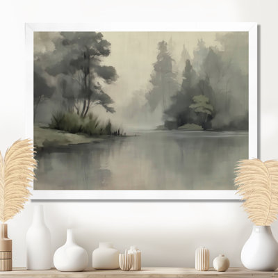 «Morning Fog Pine Tree Mountain Trail», reproduction d'art sur toile, paysage gris
