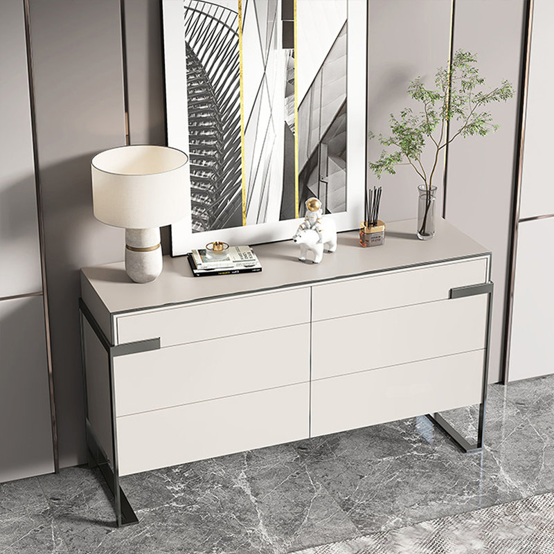 Buffet décoratif moderne en bois manufacturé gris, H 33,46 po x l 55,12 po x P 15,75 po