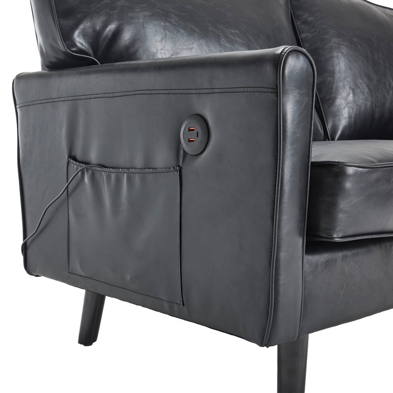 59" Double Debrann, Black PU Fabric