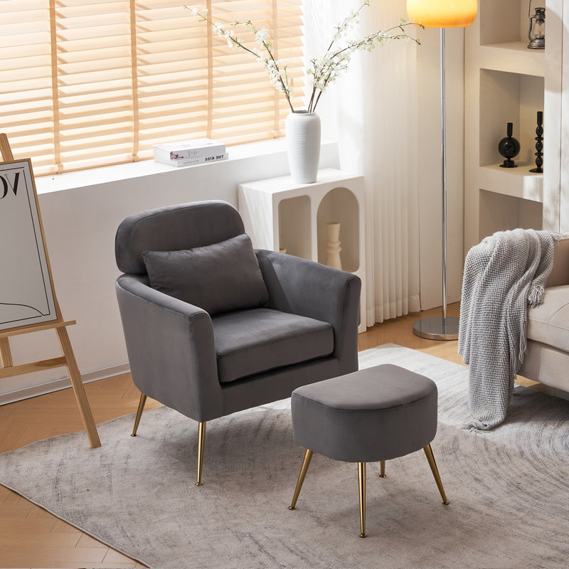 Fauteuil Mirnesa Upholstere, Velours gris foncé