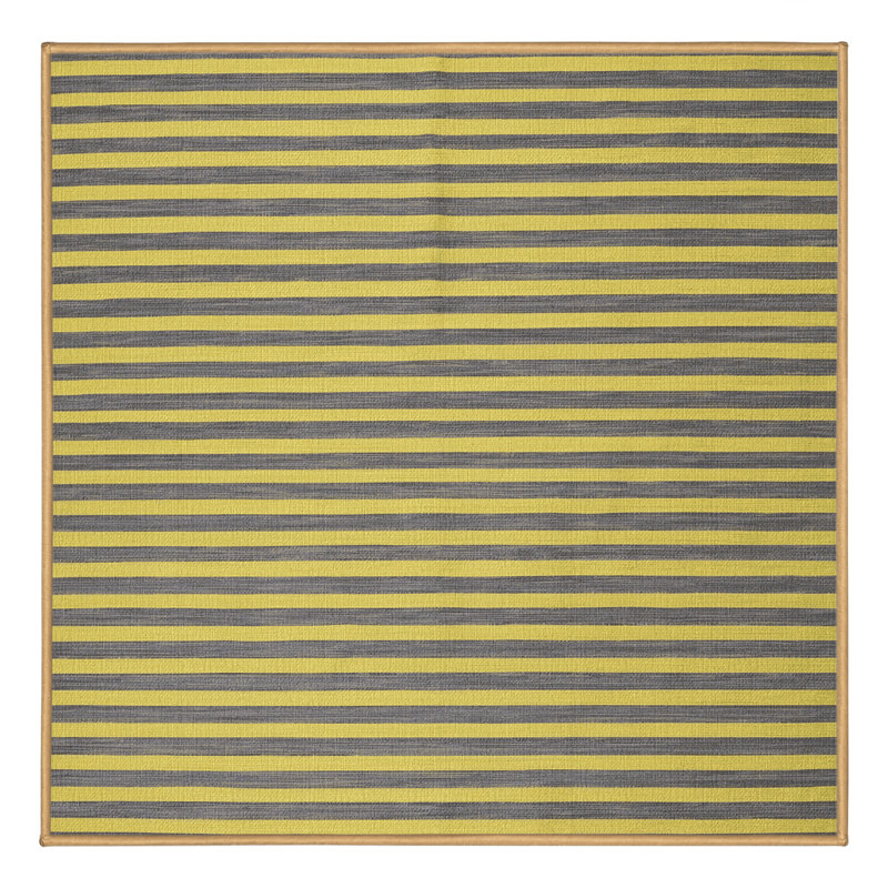 Tapis brun à rayures horizontales lavable à la machine, Carré 6 pi