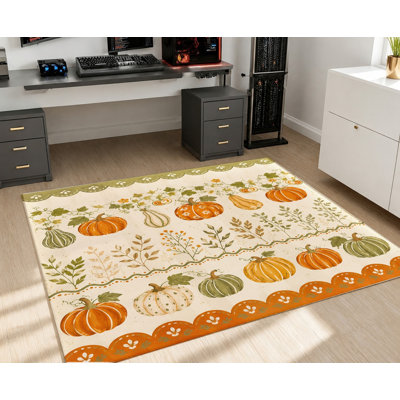 Tapis d'automne à motif de citrouilles, thème Thanksgiving, surface en velours, antidérapant, lavable à la machine, décoration festive pour salon, chambre, entrée, cuisine, balcon, appartement