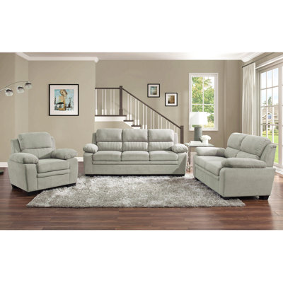 Modern Living Room 3Pc Sofa Set Plush Comfortable Sofa Loveseat Chair