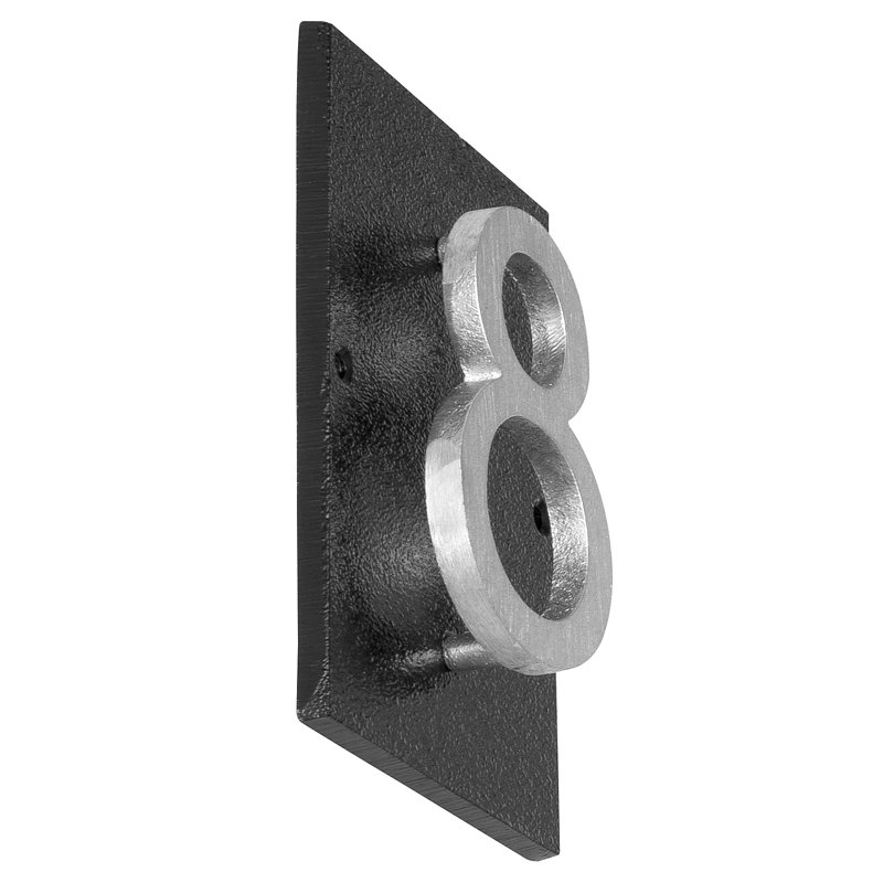 Floating 1-Line Wall Address Plaque, Black, Brushed Aluminum, Yes