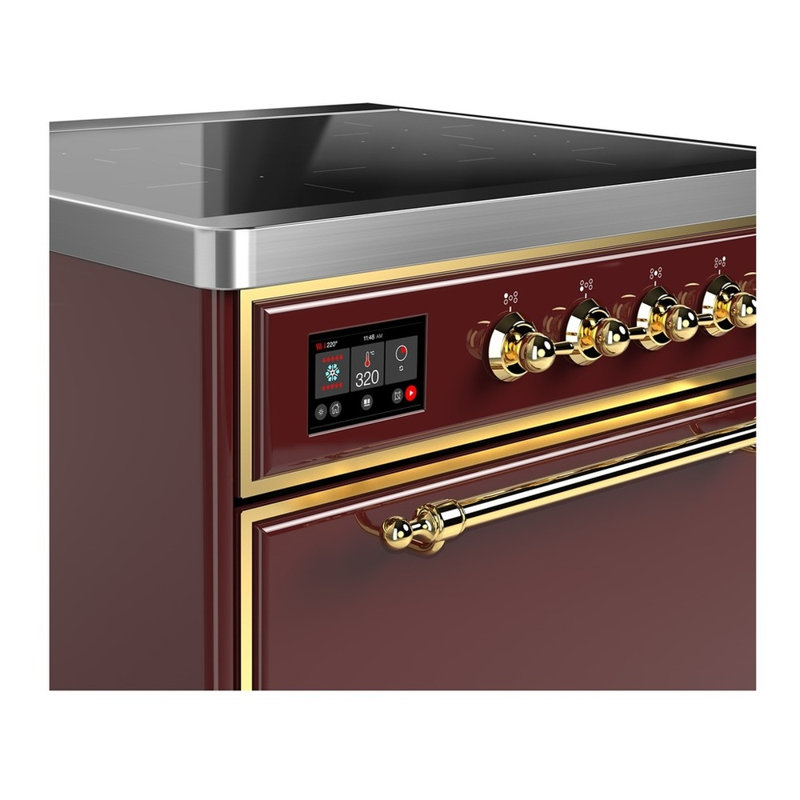 Cuisinière à induction 30 pouces avec 4 éléments à induction en bourgogne Majestic III Series (garniture laiton), Laiton