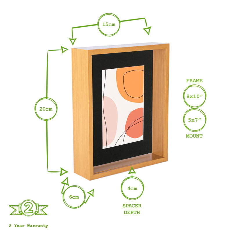 Shadow Box Picture Frame, 13cm x 18cm, Light Wood/Grey