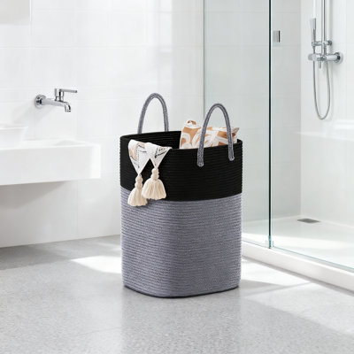 Large Cotton Rope Laundry Basket With Lid, Handwoven Breathable Clothes Hamper For Bedroom, Bathroom, And Nursery Storage Organization