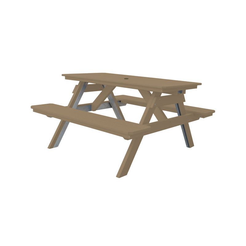 Table de pique-nique rectangulaire, L 55 po x L 60 po, Bois patiné