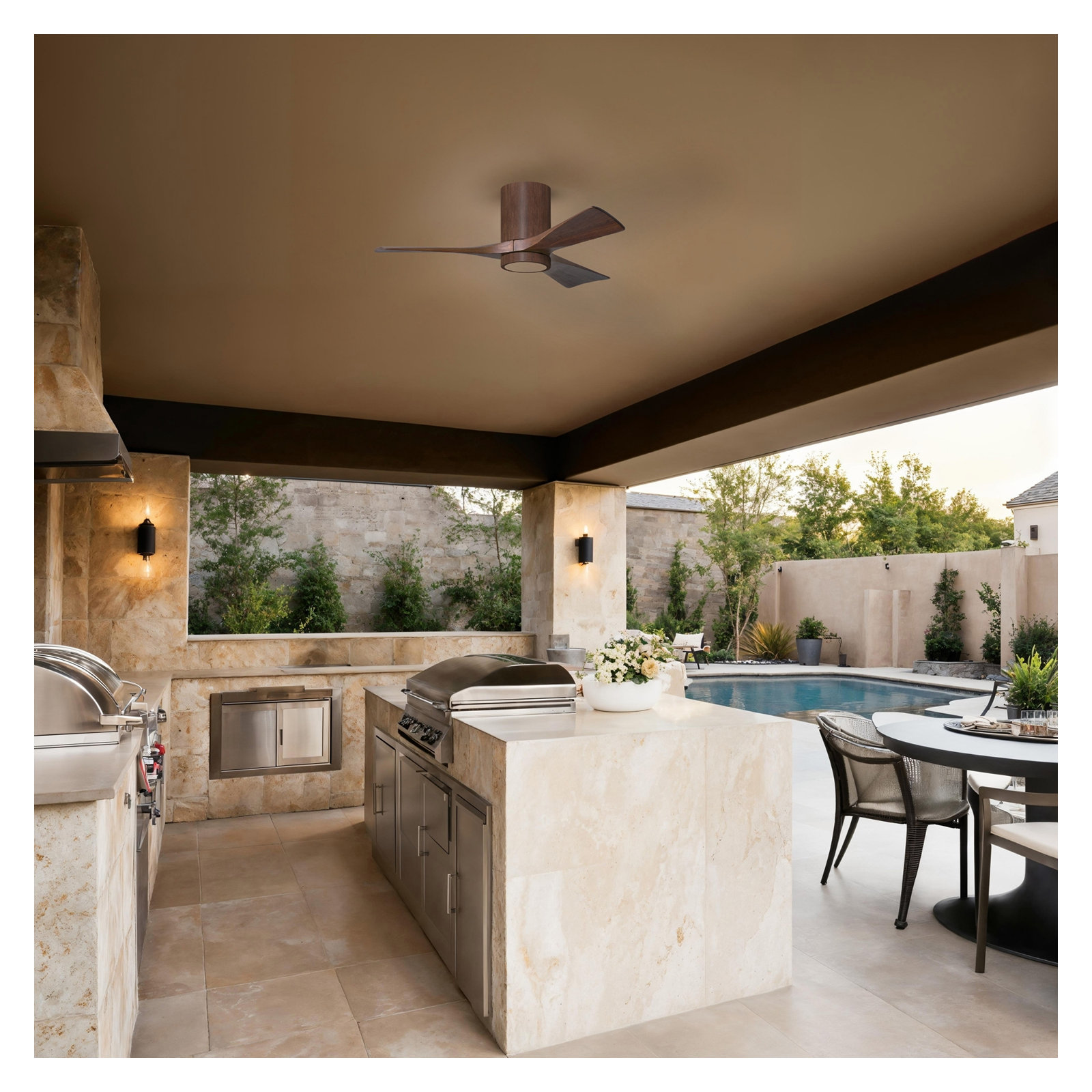 Olivier 3 Blade Ceiling Fan with LED Light Kit, Walnut, Walnut, 42"
