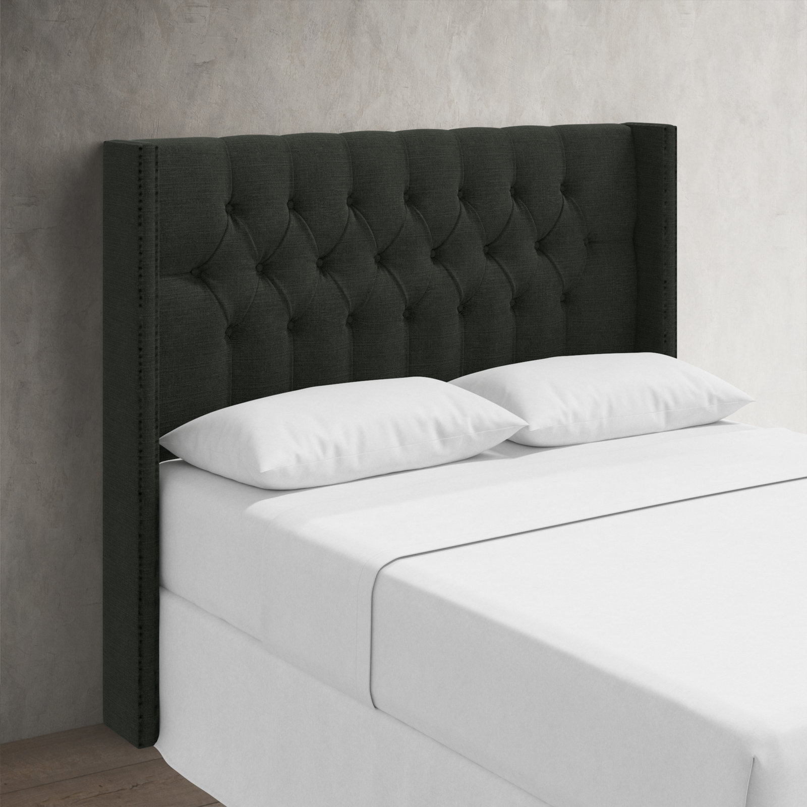Knighten Upholstered Headboard, Zuma Pumice Textured Linen, Queen