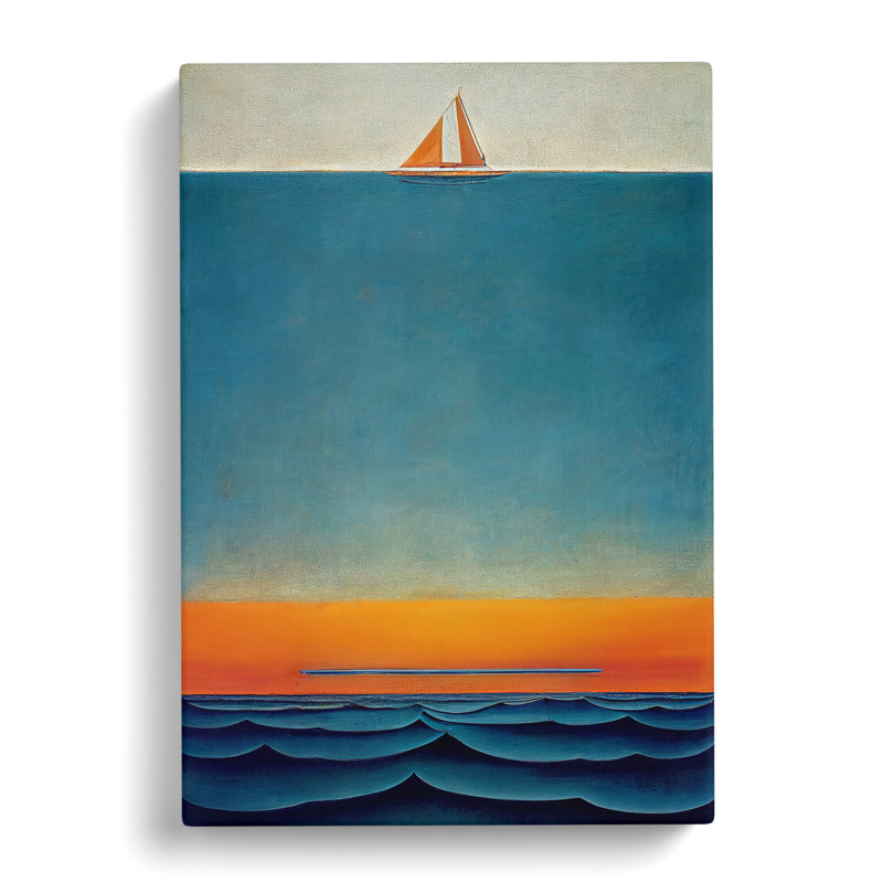 Boat Above The Horizon - No Frame Print on Canvas, 50cm H x 35cm W x 3cm D