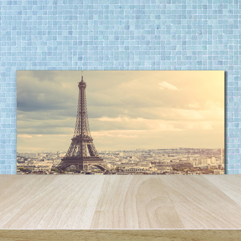 Lowry Beige - Eiffel Tower Paris - No Frame Print on Glass