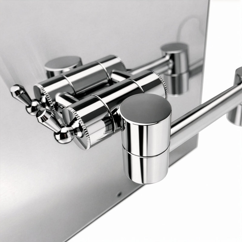 Whitehaus 8" anodized aluminum square wall mount LED 5X magnified mirror, Polished Chrome