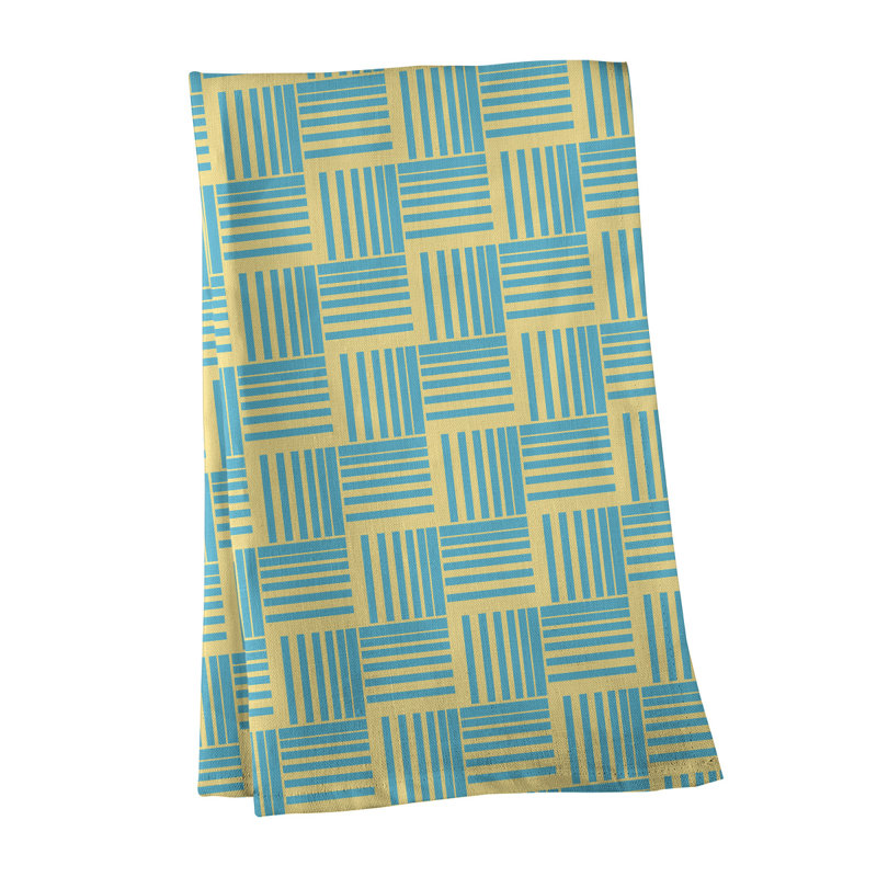 Jaya Tea Towel Kitchen Towel, Yellow/Aqua Blue, Poly Twill