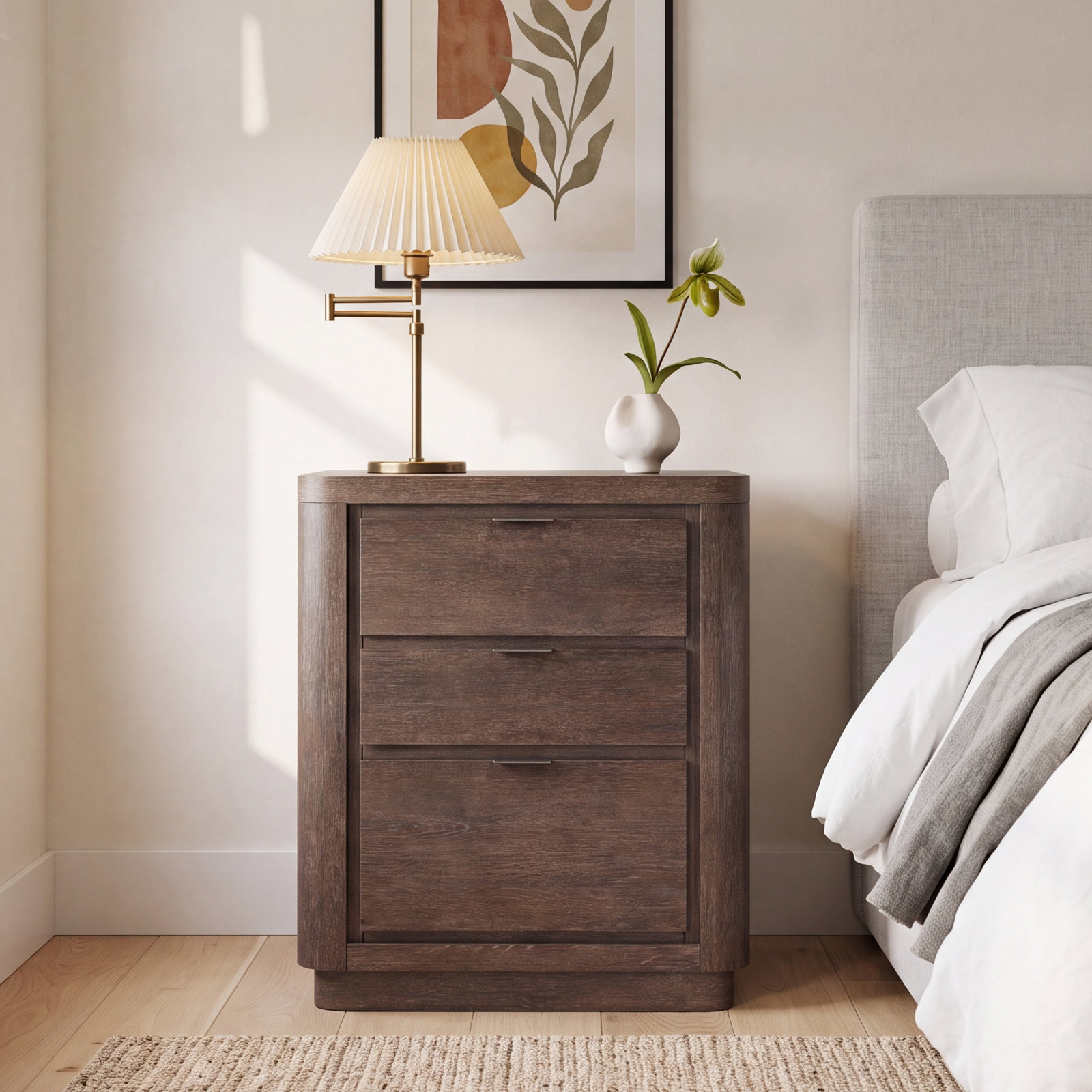 Outline 2-Drawer Oak Nightstand