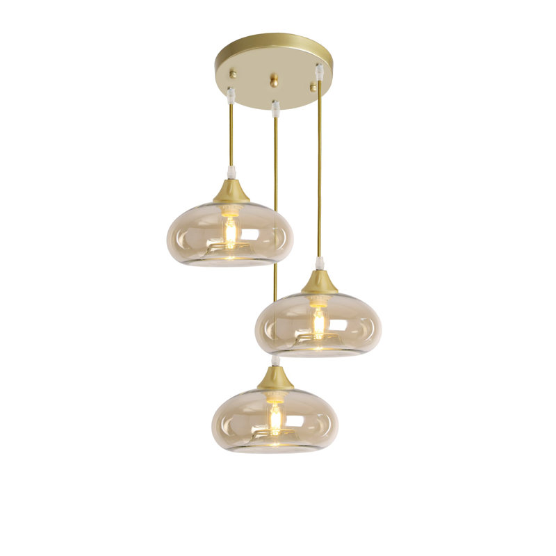 Beale 3 - Light Cluster Pendant, Amber, Gold
