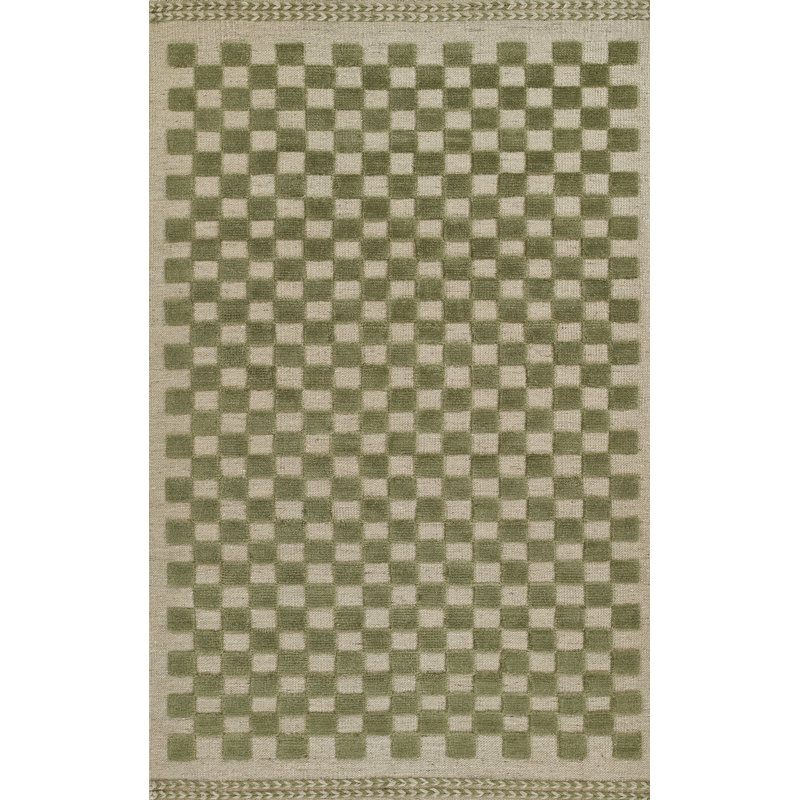Tapis en laine tissé à plat à la main Rafaela, Rectangle de 5 pi x 8 pi