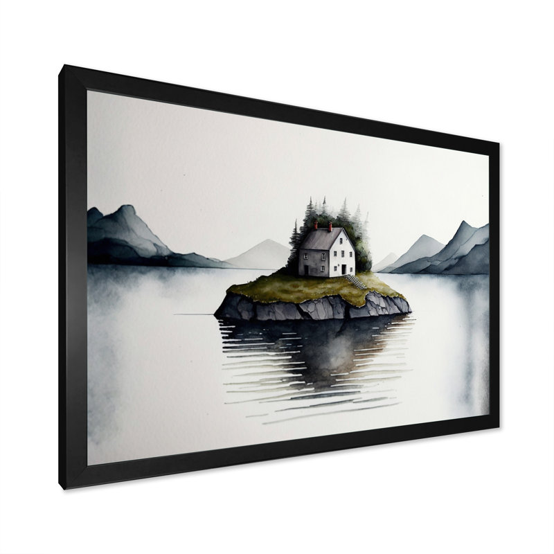 «Little Countryhouse on an Island I», reproduction sur toile, H 24 po x l 32 po x P 1 po, Impression noire sur toile encadrée
